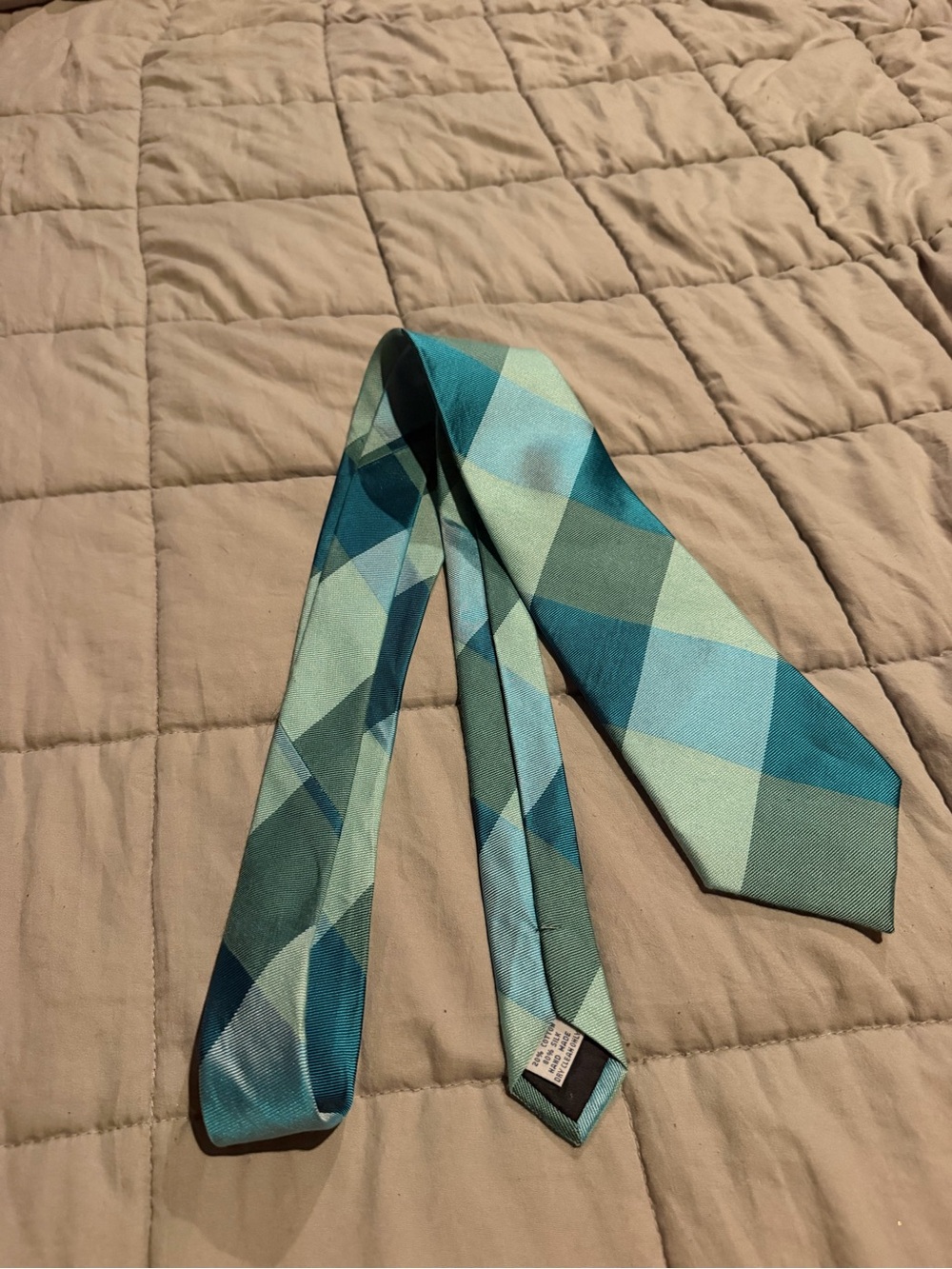 The Tie Bar Teal & Aqua Plaid Silk Tie